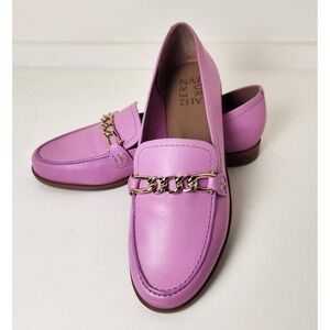 Naturalizer Loafers Women's Size 8M Leather Lavender Slip-On Flats Gold Chain